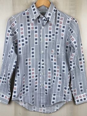 Vintage 1970s K-Mart Men’s Long Sleeve Button Up Geometric Disco Shirt Size 16
